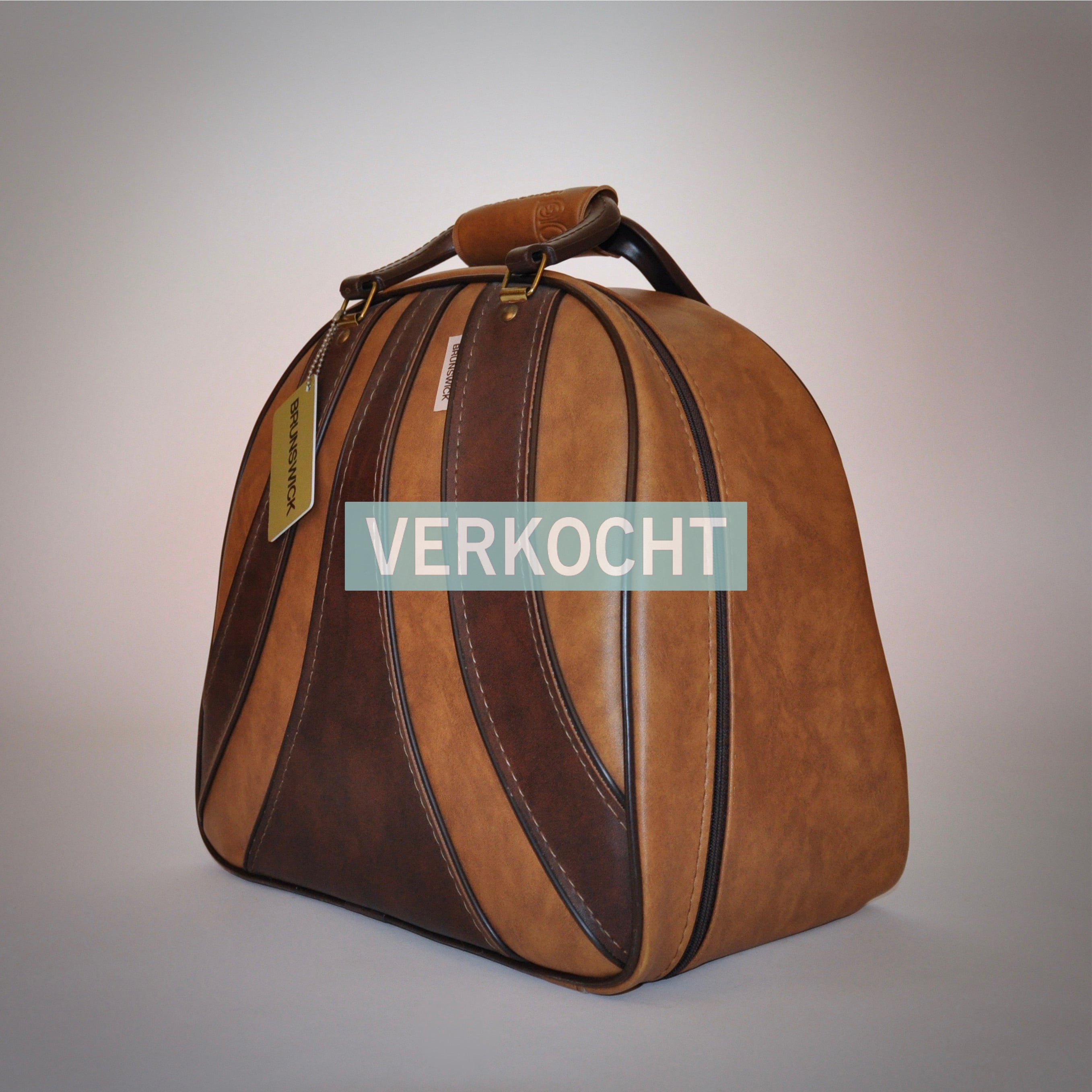 Vier Gorgelen Afdrukken Vintage Bowlingtas Cognac/Camel - KETSCH! VINTAGE